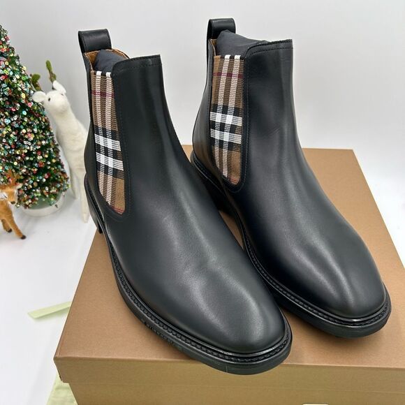 Men’s Burberry vintage check leather Chelsea boot size 45 made in Italy - Picture 1 of 8